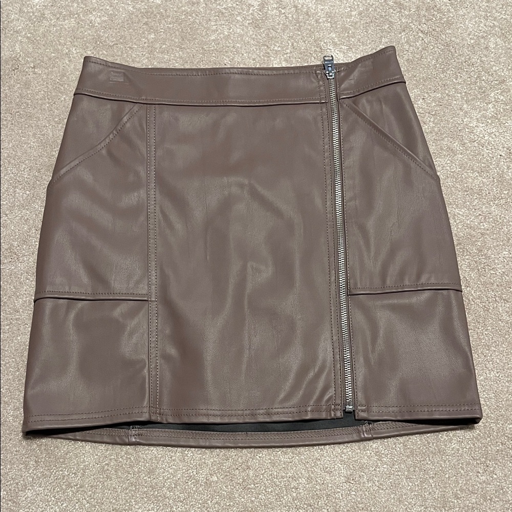 Express Chocolate Faux Leather Mini Skirt